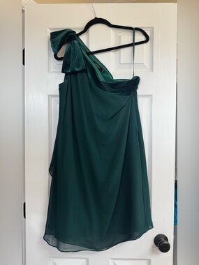 Ralph Lauren One-Shoulder Dark Green Cocktail Dress